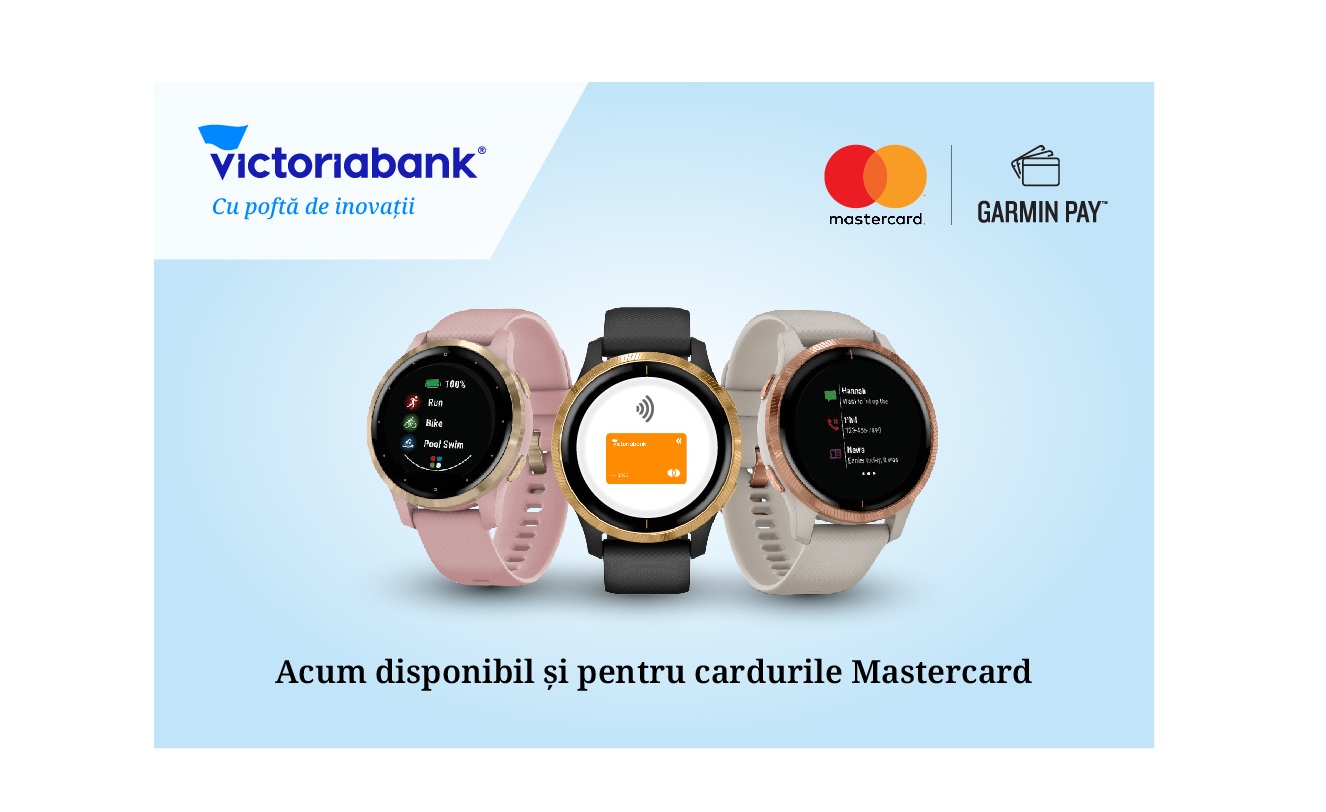 Garmin Pay a devenit disponibil pentru cardurile Mastercard de la Victoriabank
