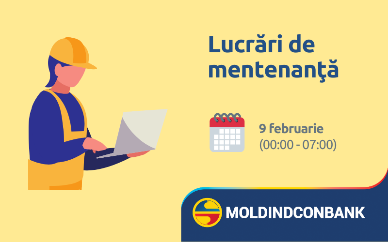 Cardurile si bancomatele Moldindconbank nu vor functiona în dimineata zilei de 09 februarie 2020